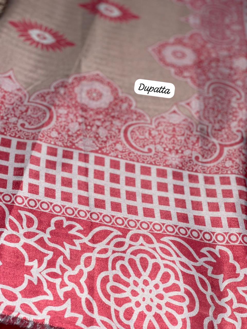 BRAND [ IZEL ] FABRIC [ PREMIUM DHANAK ]  3 PIECE [ UNSTITCHED ]