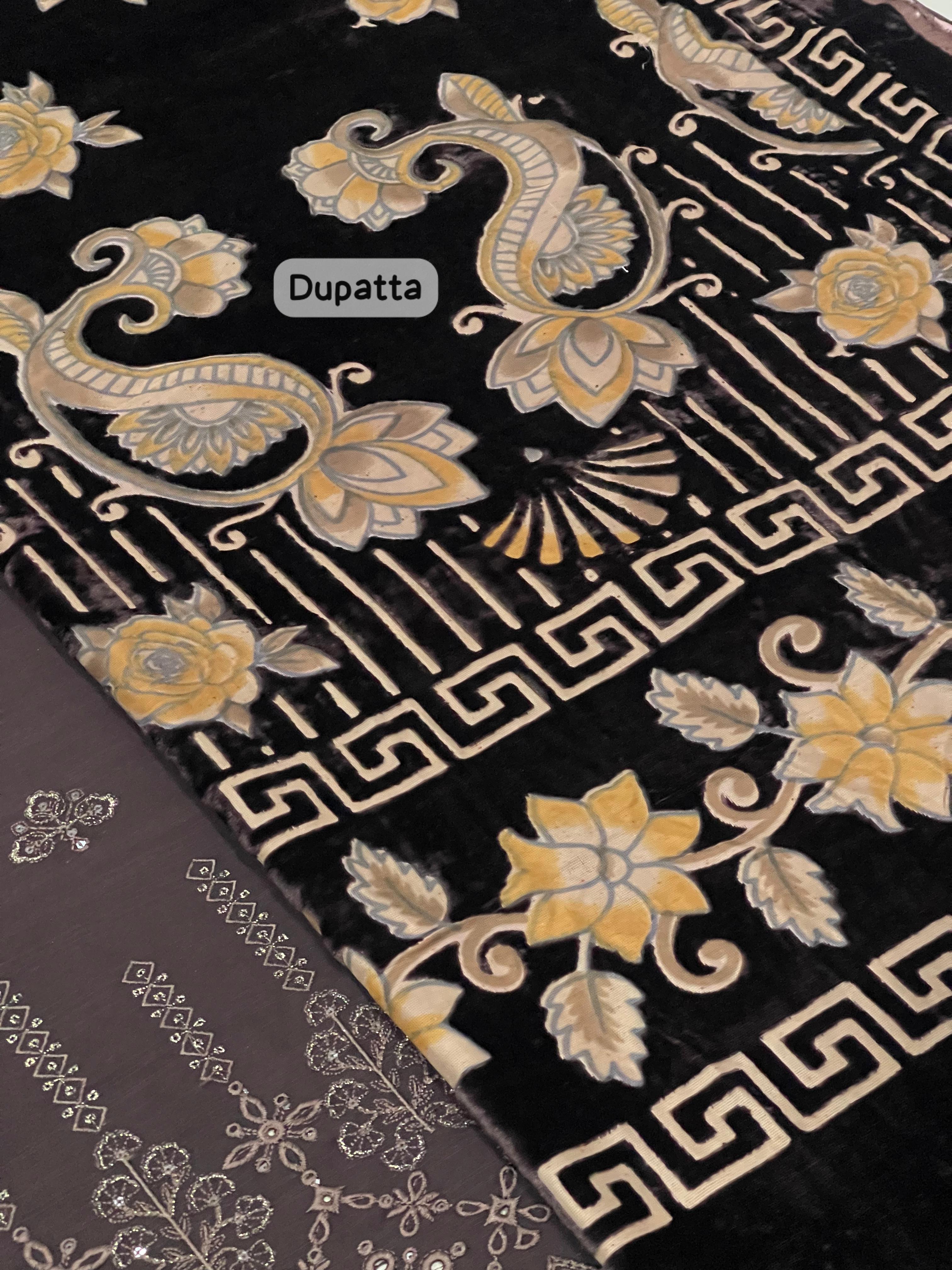 BRAND [ حسین ریاض ] FABRIC [ PREMIUM DHANAK ] 3 PIECE [ UNSTITCHED ] WINTER COLLECTION